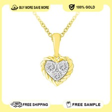 10K Yellow Gold 0.10Ct Round Diamond Ladies Pendant Chain Necklace