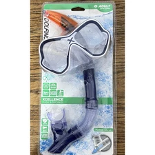 Dolfino Adult Latex Free Swim Mask and Snorkel Set Pool Water Blue White New
