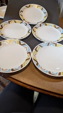 CORELLE SQUARED DINNER PLATES SET  5  10 1/4"     VG    USED COND