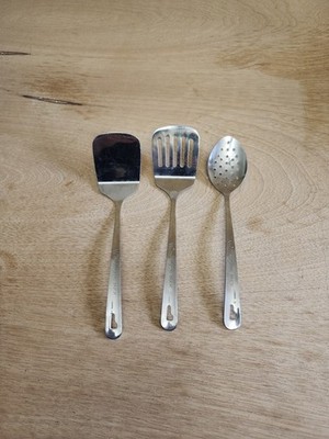 3 Wolfgang Puck Bistro Coll. Stainless Utensil Set 2 Spatula's, Spoon  