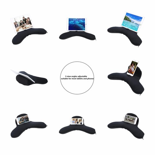 Black Universal Tablet & Phone Pillow Stand for iPad, Sofa, Bed, Car, Desk - 第 2/6 張圖片