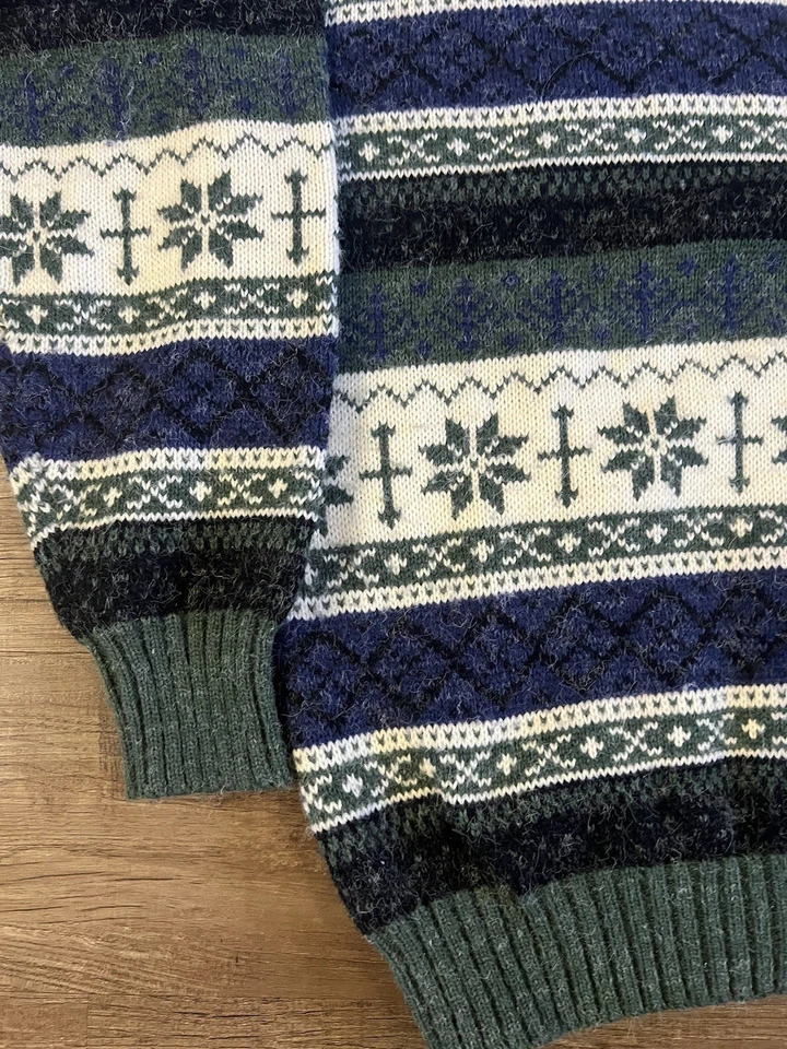 Antigo Suéter Masculino St Johns Bay Grande Alto Verde Ilha Justa Manga Longa Nórdica - Imagem 4 de 4