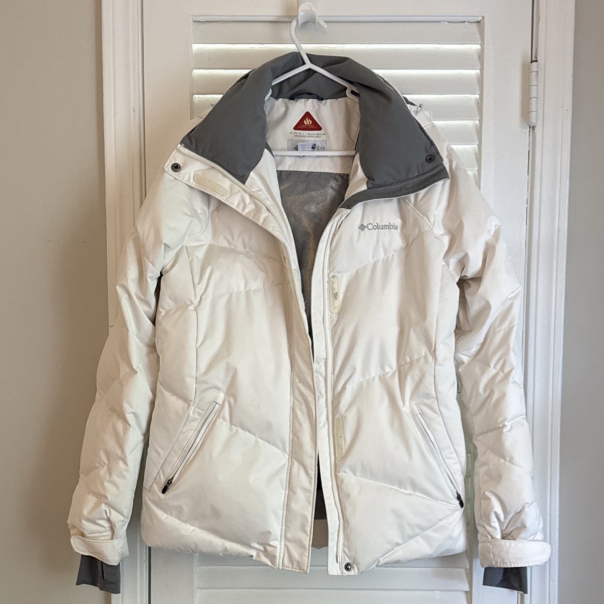 Women's Columbia Down Puffer Jacket Coat White Omni-Shield Size