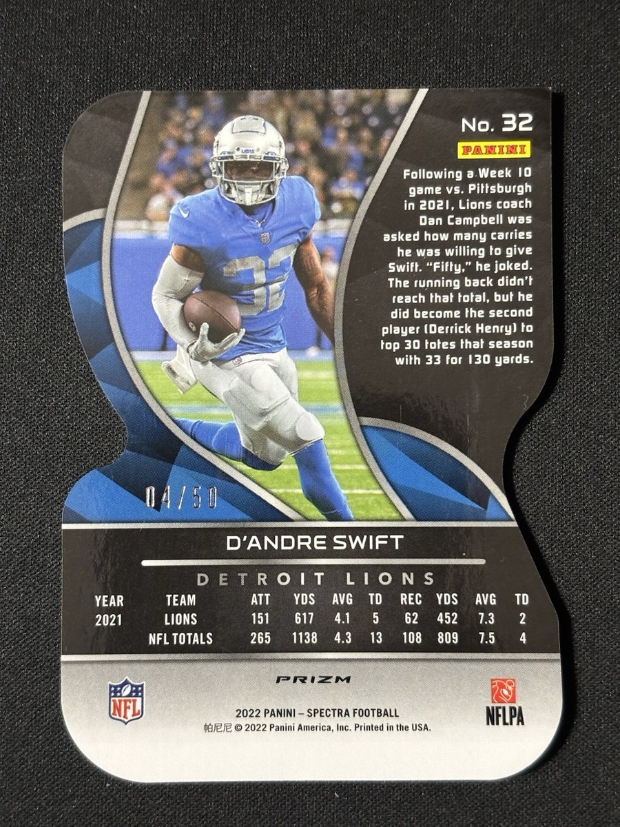 2022 Panini Spectra - D'Andre Swift #32 Neon Blue Prizm Die-Cut
