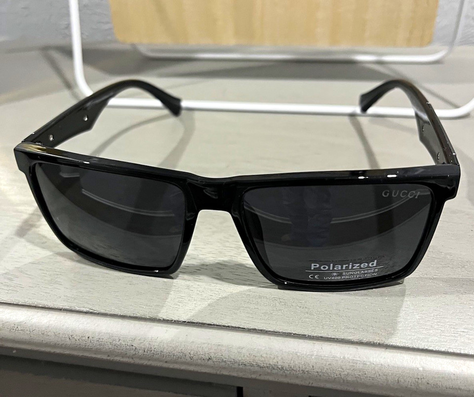 Pvc Sign Frame Men's Rectangle Sunglasses Black Plastic Frame Gray Polarized Lenses | eBay