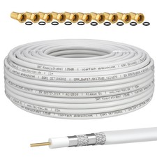 50m Antennenkabel SAT Koaxialkabel Kabel 4 fach 135dB Koax TV F-Stecker FULL TV