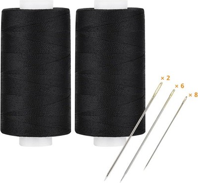Simthread All Purpose Polyester Sewing Thread 400 Yards 2-Pack Black