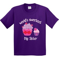Inktastic World's Sweetest Big Sister Youth T-Shirt Cupcake Heart Sprinkles Pink