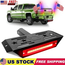 Hitch Step with Light and Whip Mount Holes, 108 LED Brake Lighting(6 Mode) Steel