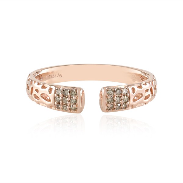 Cavill Silberring Damen 0,097Ct Diamant RoséVergoldet Verstellbar- Echtschmuck-image