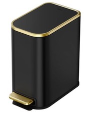 1.3 Gallon 5L Small Bathroom Trash Can with Lid Soft Close Black Gold