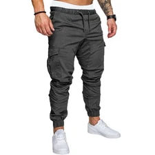 Man Sports Gym Cotton Pants Sweatpants Drawstring Casual Pants Loose Comfortable