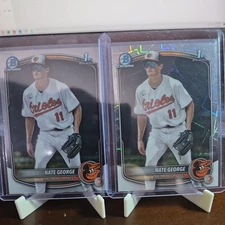 2025 Bowman Chrome Nate George 2 Card Lot!! Laser and base