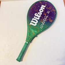 Tennis Racquet Wilson Advantage Jr. 95 with its cover Green And Purple And Green