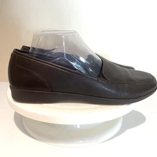 Easy Spirit Womens Leather Slip On Loafers Size 8.5M Brown Square Toe Minimalist