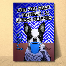 French Bulldog Coffee Magnet Large 4x6 Size bull dog metal tin bar kitchen decor