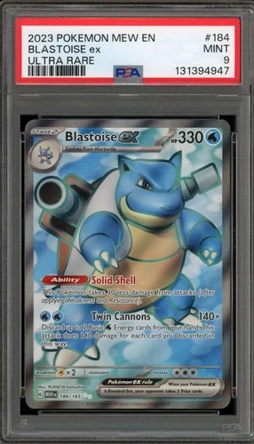 Pokemon Blastoise ex 151 MEW EN Ultra Rare #184 PSA 9 Mint