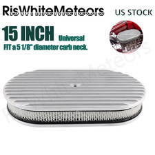 Universal 15 Full Finned Silver Aluminum Oval Retro Air Cleaner Assembly Kit Universal 15 Full Finned Silver Aluminum Oval Retro Air Cleaner Assembly Kit