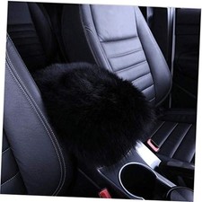 Car Center Console Cover Fluffy Fur Car Armrest Cushion Black