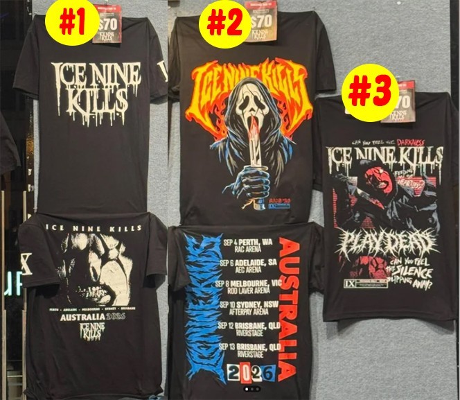 Hot Ice Nine Kills Australian tour merch 2026 T-Shirt reprint