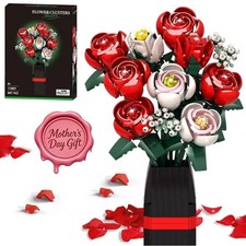 Mother's Day Roses Flower Bouquet Building Kit, 841PCS DIY Flowers Bouquet Bu...