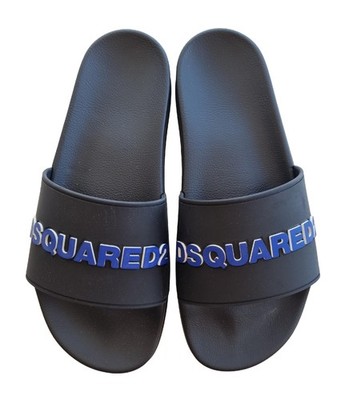 DSQUARED men's rubber sandal slides band slippers Dsquared2 M1604 black-blue