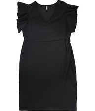 24seven Womens Solid Midi Dress, Black, Plus Size, 1X