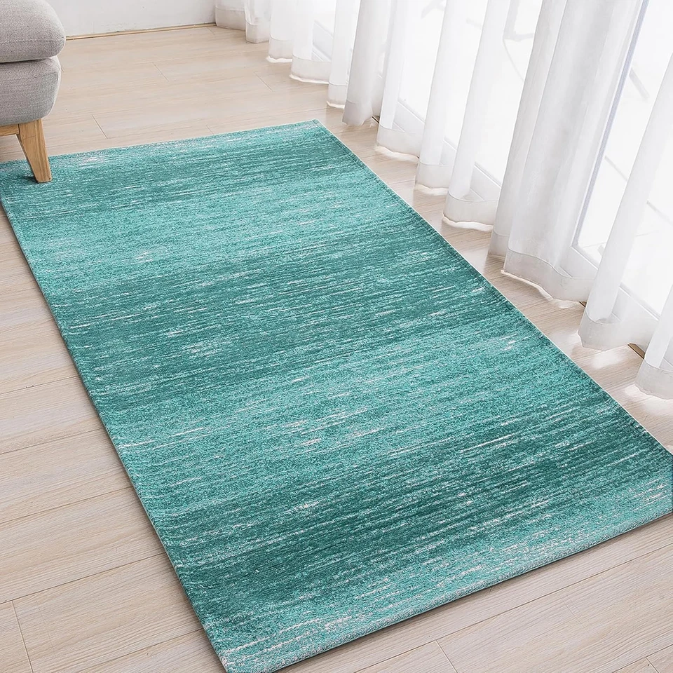 Teal Blue Non-Slip Washable Area Rug 3' x 5' - Perfect for Home or Office - Image 3 of 4