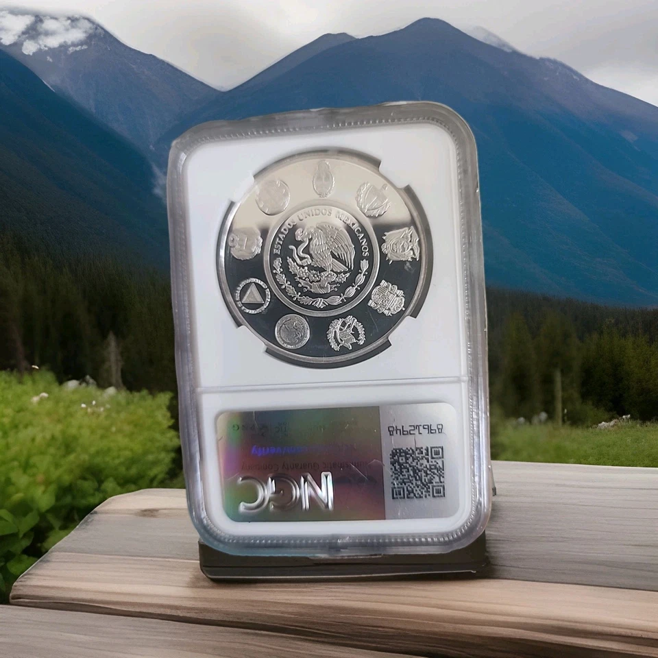 Moneda de plata México 5 pesos 2008, NGC PF67 UC, "Iberoamérica - Olimpiadas" Foto 2 de 2