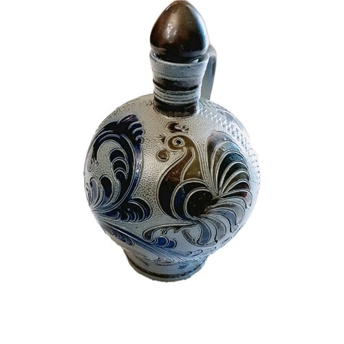 Vintage Handarbeit German Salt Glaze Water Jug Pitcher 7.5 Art Pottery Gray Blue - 第 1/9 張圖片