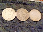 3 THREE Circulated 1890-P  MORGAN 1904-P  SILVER 1900-0 DOLLARS SALE FREE SHIP