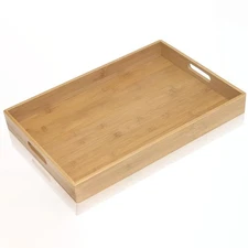 Serving Tray with Handles, Bamboo Breakfast Tray Wooden Trays Decorative Serv...