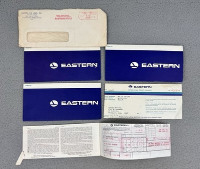1960s Eastern Airlines Ticket Jackets and Ephemera Used