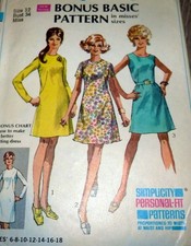  LOVELY VTG 1960s BONUS BASIC DRESS Sewing Pattern 12/34
