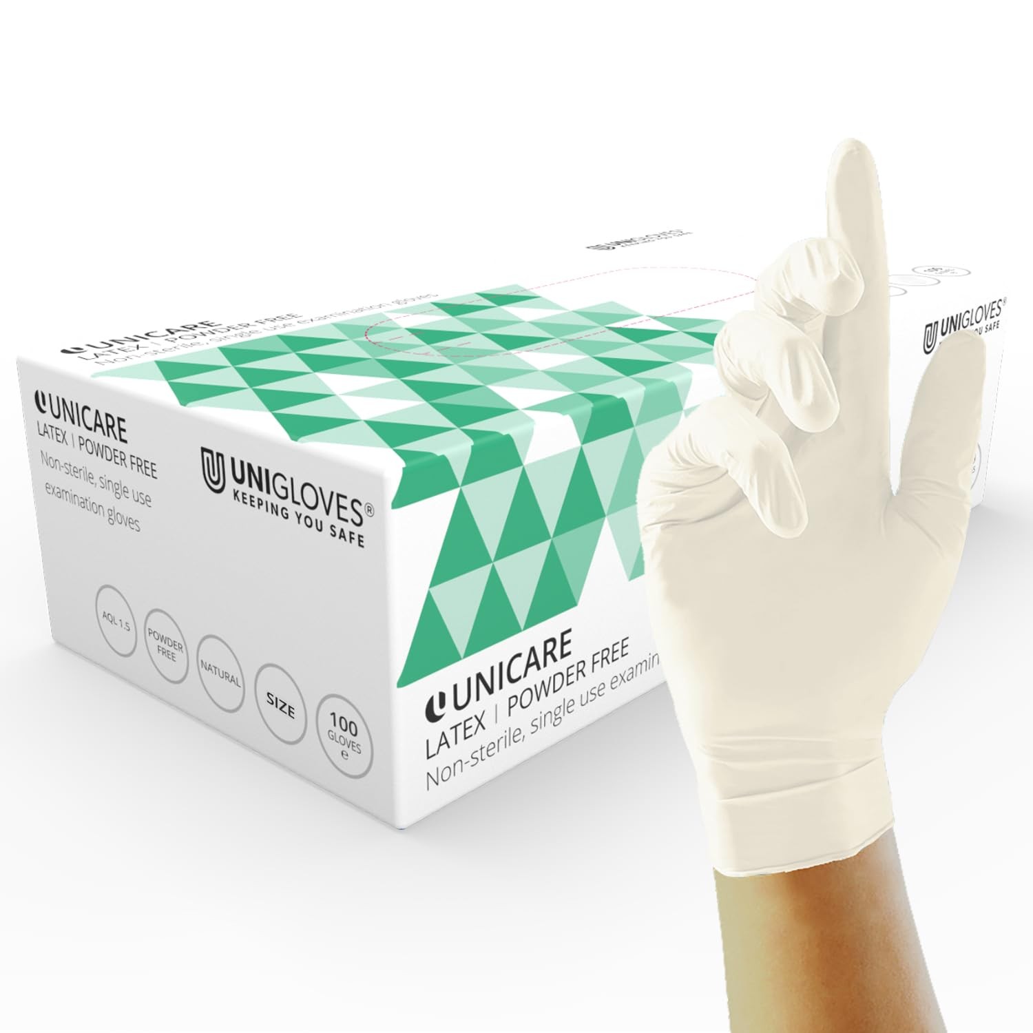 UNIGLOVES Unicare Guanti Monouso in Lattice - Guanti da esame Multiuso, Sen HAZ7