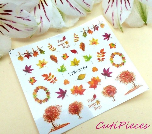 Nail Art Autumn Fall Thanksgiving Maple Water Decal Sticker Transfer Manicure - Picture 3 of 4