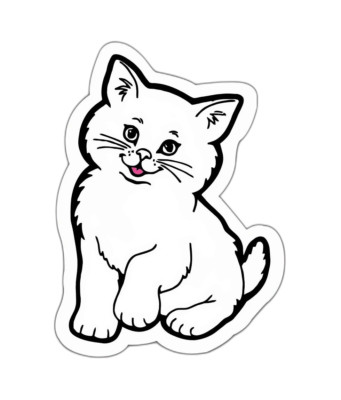 Cat Sticker Decal White Fur Smile Cute