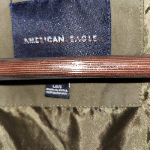 American Eagle Damen gefütterte Jacke Reißverschluss Knopfverschluss Large khaki leicht - Bild 2 von 9