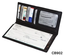 Brown Leather Checkbook Cover ID Card Holder Clutch Wallet For Men Women