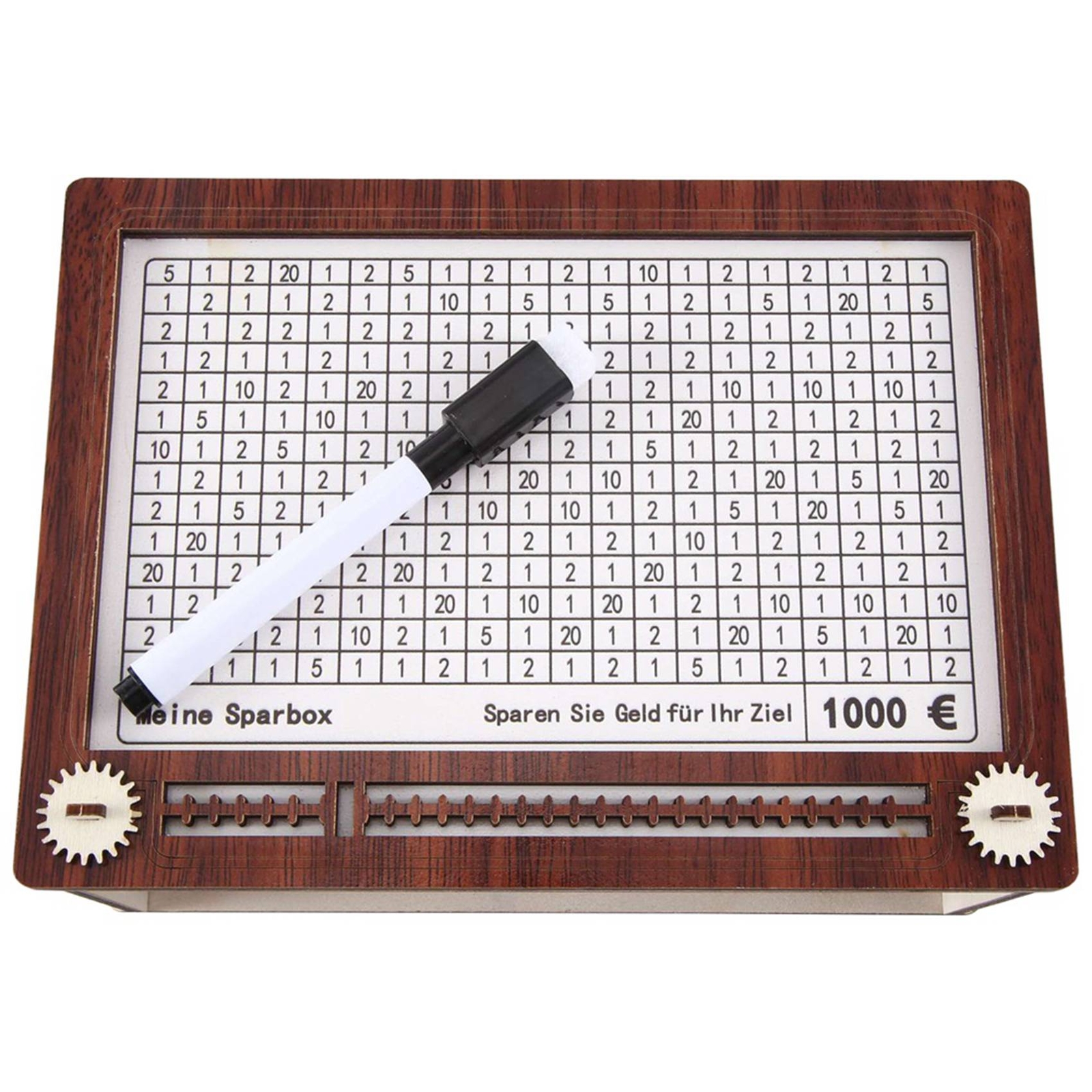 Wooden Money Box, Retro Money Box Storage Box, Piggy Bank with Marker,3350