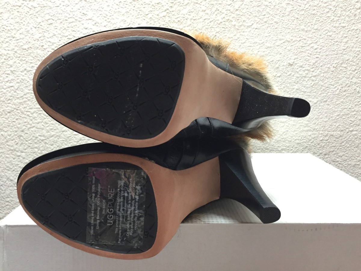 UGG FOXLEY BLACK LEATHER AND SHEARLING STILETTO US 5.5 / EU