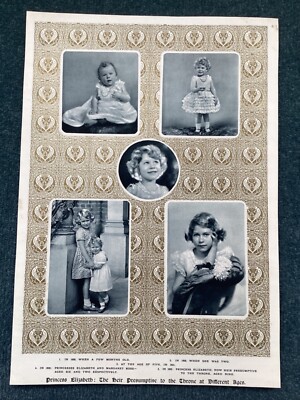 Prinzessin Elizabeth in verschiedenen Altersgruppen, Druck 1937