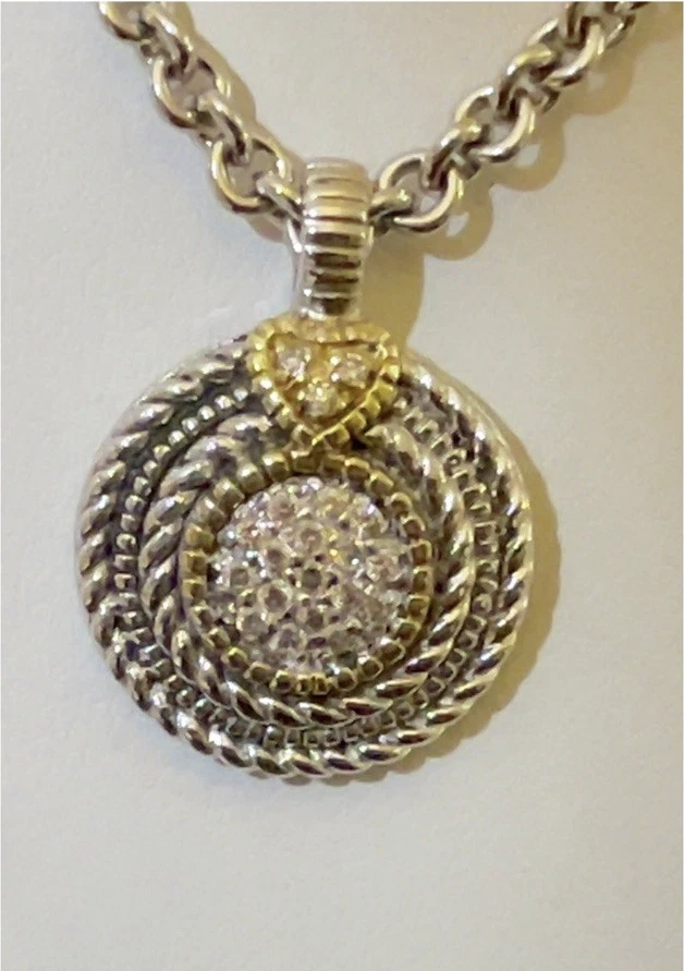 Colgante Judith Ripka JR Oro 18K Diamante Esterlina Colección Lenox con Cadena Nuevo sin Etiquetas Foto 2 de 4