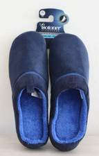 Isotoner A92509 Men's Sz XL 11-12 Navy Blue Jared Memory Foam Moc Slippers 40