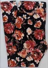 OS LuLaRoe One Size Leggings Beautiful Flowers on Black Rare NWT W70