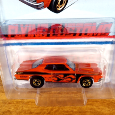 Hot Wheels Flying Customs '71 Dodge Demon Orange Gold BW Blackwall