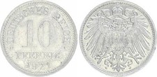 Kaiserreich sehr seltene Probe Schaaf 299M12 10 Pfennig 1921 o.Mzz.Zink alupl