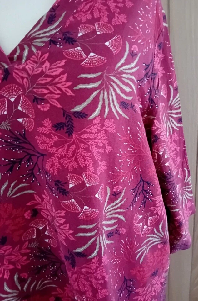 BNWT SEASALT SIZE 16 Pink Hayle Bar V-neck Linen Blend Tunic Sea Forest Dulse - Image 2 of 4