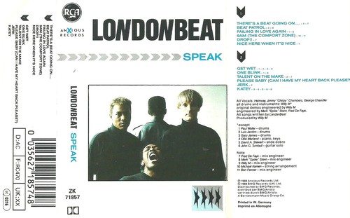 Londonbeat Speak CASSETTE ALBUM Anxious Records ZK 71857 Electronic House - Picture 6 of 6
