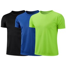 3Pcs Kids Boys Quick Dry Sport Tops Short Sleeve T-shirt for Fitness Running